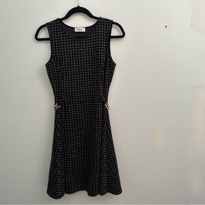 Gilli black and white dress with gold accents